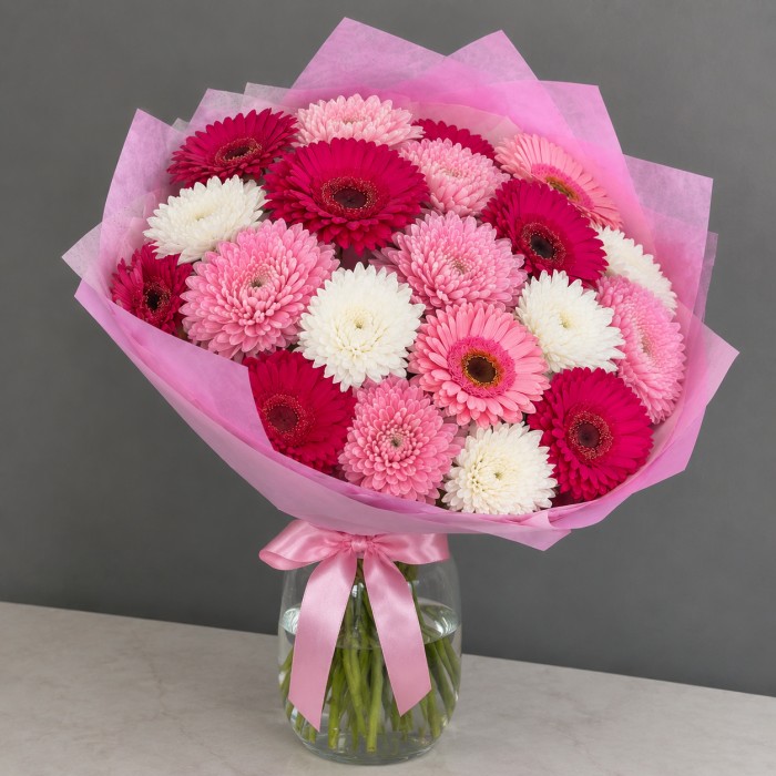 Букет из гербер и хризантем, фото 3
